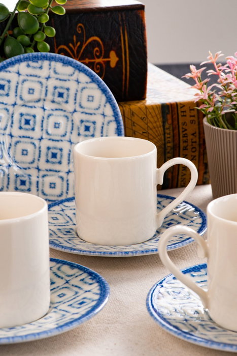 Hermia Meyra 12 Juego de Tazas de Café y Platos de Porcelana